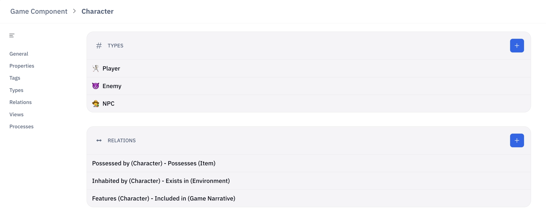 Relations on the Character Type